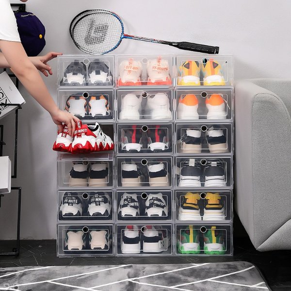 4.76US $ 30% OFF|New Clear 1-12pcs Shoe Box Set Foldable Storage Plastic Transparent Door Home Closet Organizer Case Shelf Stack Wholesale - Storage Boxes & Bins - AliExpress