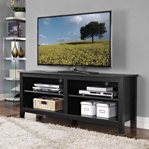 WE Furniture 58-Inch Wood TV Console, Black