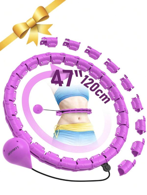 JKSHMYT Weighted Hula Circle Hoops for Adults Weight Loss, Infinity Hoop Fit Plus Size 47 Inch/120cm, 24 Detachable Links, Exercise Hoola Hoop Suitable for Women and Beginners(Purple)