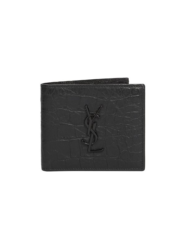 Croc-Embossed Monogram Leather Wallet