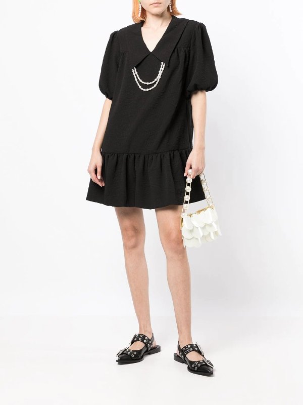 oversized-collar peplum mini dress