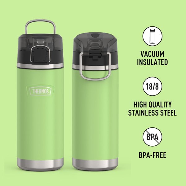 ICON SERIES BY THERMOS Stainless Steel Kids Water Bottle with Spout, 18 Ounce, Lime