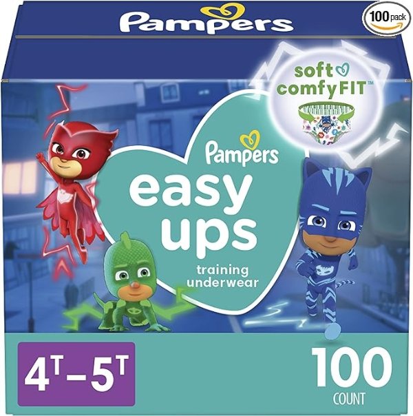 Easy Ups Pull On Disposable Potty Training Underwear for Boys and Girls, Size 6 (4T-5T), 100 Count, Enormous Pack (Packaging May Vary)