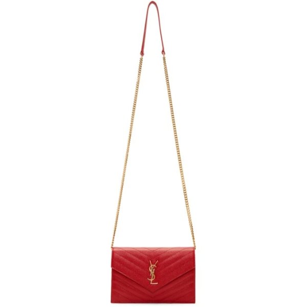 Red Monogramme Envelope Chain Wallet Bag