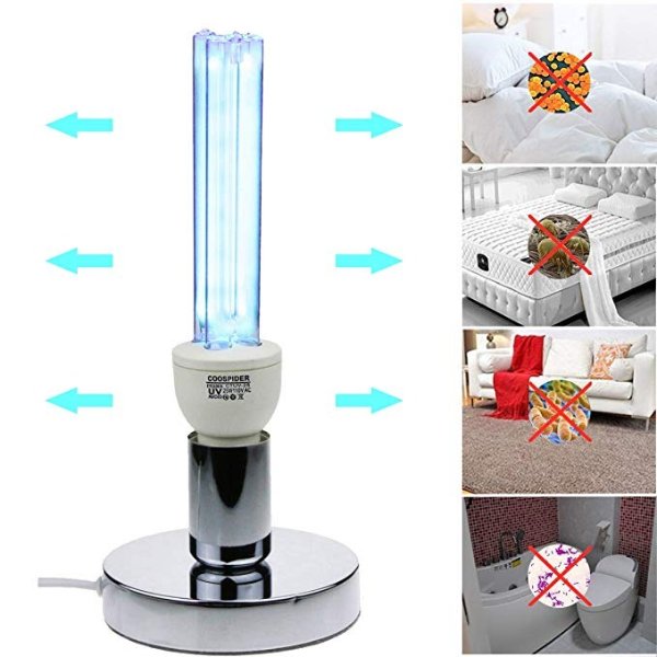 UV Germicidal Light UVC Lamp Timer/Bulb with Base / E26 25w 110v Covers up to 400sq ft. UVC Ozone Free