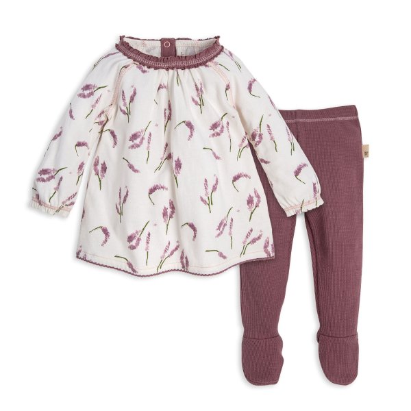 Lavender Fields Organic Baby Tunic & Thermal Footed Pant Set