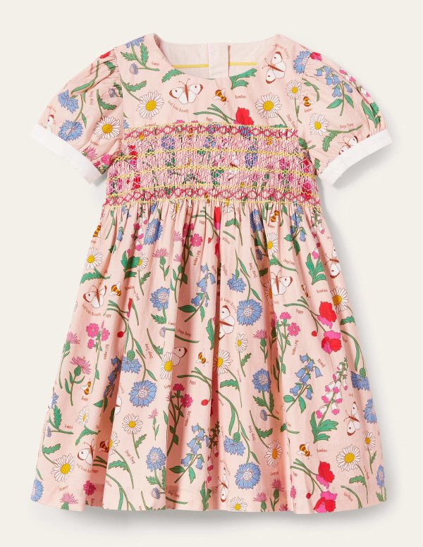 Smocked Dress - Provence Dusty Pink Flowers | Boden US