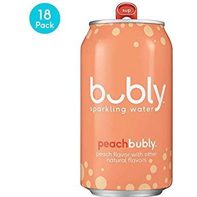 Amazon Bubly Sparkling Water, Peach, 12 fl oz. cans (18 Pack)