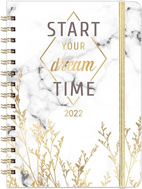 2022 Planner - Planner 2022 Weekly Monthly with Tabs, 6.4" x 8.5", January 2022 - December 2022, Hardcover with Back Pocket + Thick Paper + Twin-Wire Binding - White