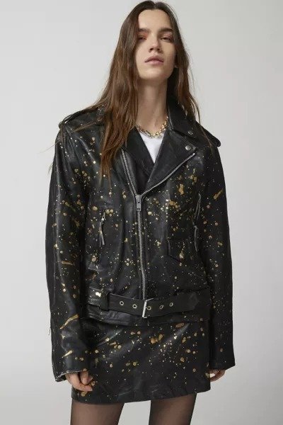 Parties Remade Gold Splatter Leather Jacket