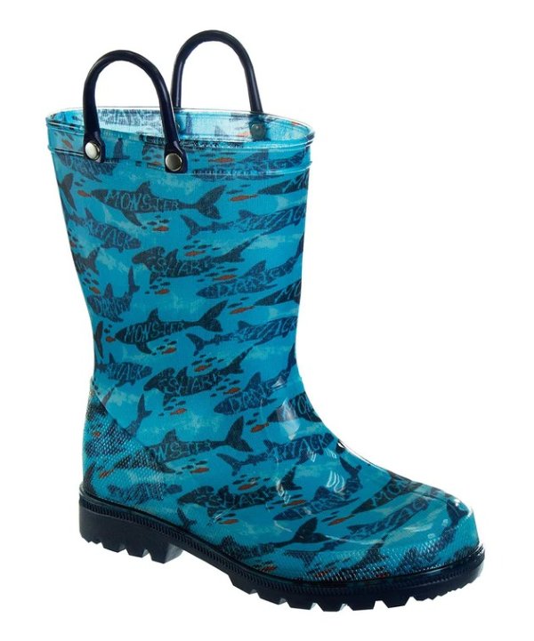 Blue & Navy Sharks Rain Boots - Boys