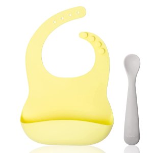 Himirt silicone baby bib and silicone baby spoon set