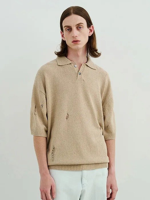 Vintage Collar Knit Sweater _ Light Beige