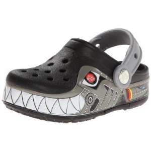 Crocs  Robo 酷闪大鲨鱼儿童洞洞鞋,黑/银, 11码小童