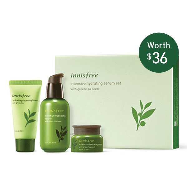 Intensive hydrating serum set with green tea seed