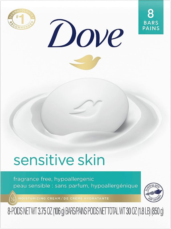 Dove Beauty Bar Gentle Cleanser 3.75 oz, 8 Bars