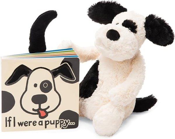 If I were a Puppy Board Book and Bashful Black and Cream Puppy Stuffed Animal