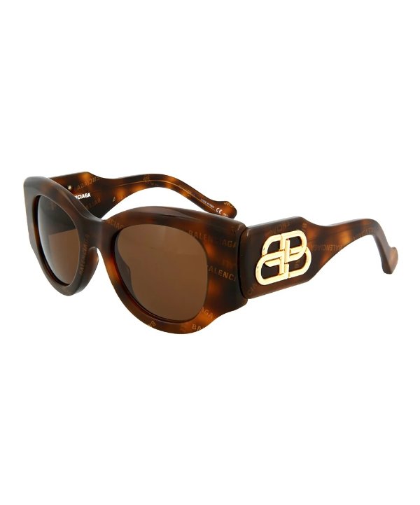 | Havana Brown & Goldtone Logo Emblem Sunglasses