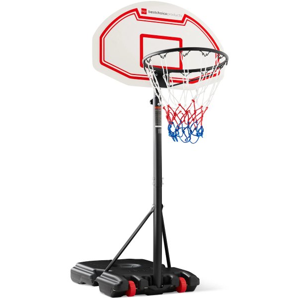 Kids Height-Adjustable Basketball Hoop, Portable Backboard System w/ W