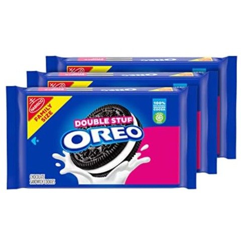 OREO Double Stuf Chocolate Sandwich Cookies, Family Size, 3 Packs