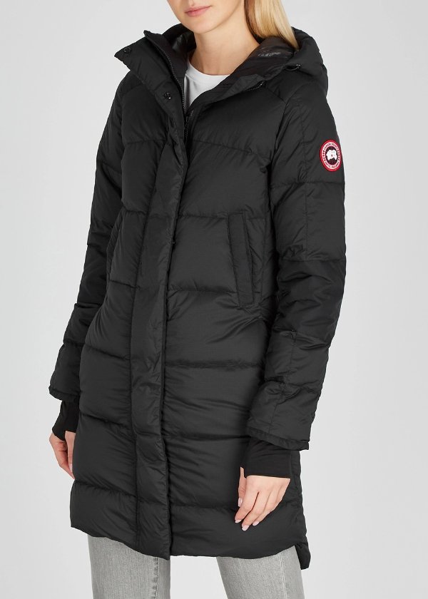 Alliston black quilted shell coat
