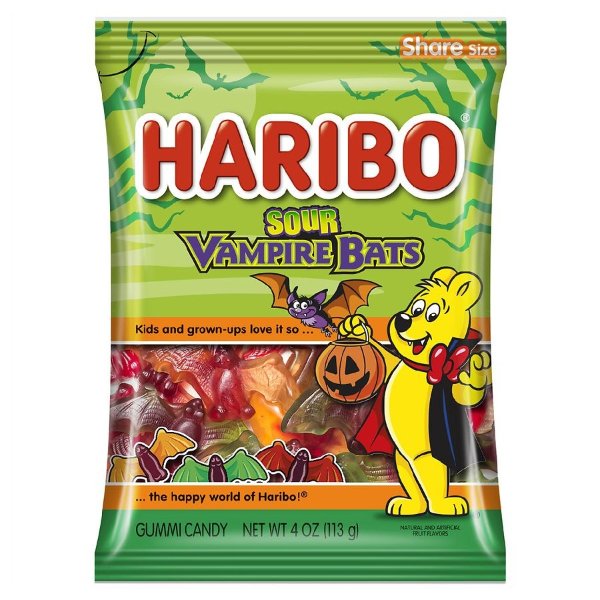 Haribo Halloween Sour Vampire Bats Gummy Candy Assorted