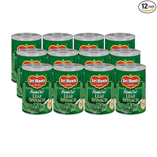 Monte Canned Fresh Cut Leaf Spinach, 13.5 Ounce (Pack of 12)