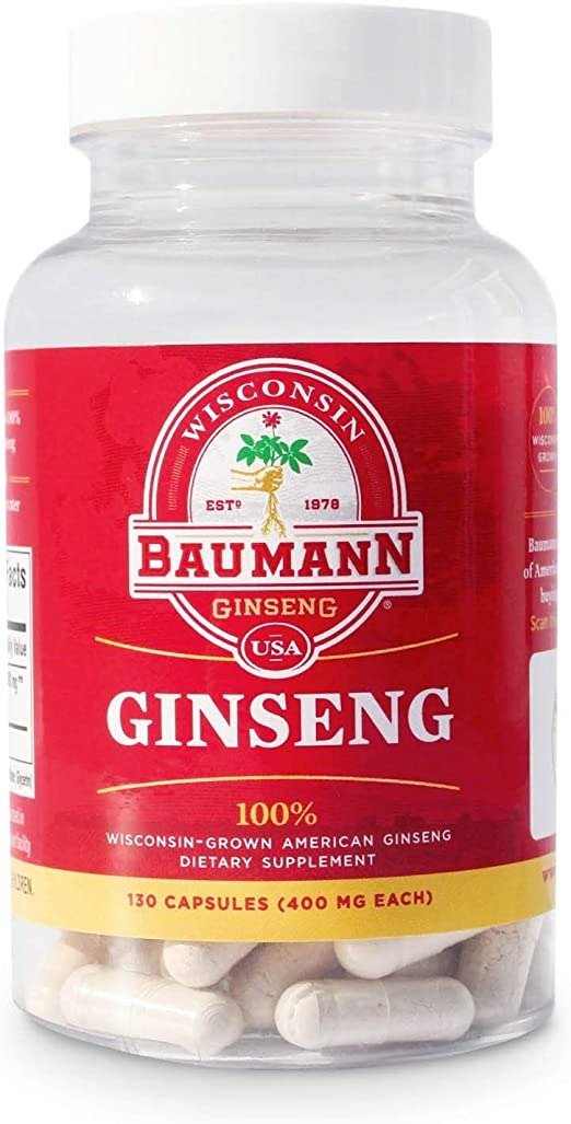 Capsules- Authentic American Ginseng Capsules-Made in USA-100% Wisconsin Ginseng in Every Tablet- No Additives and Other Ingredients