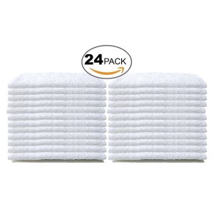 Bare Cotton Wash Cloth Towels Cotton, 12 x 12 Inch, White, 24 Pack