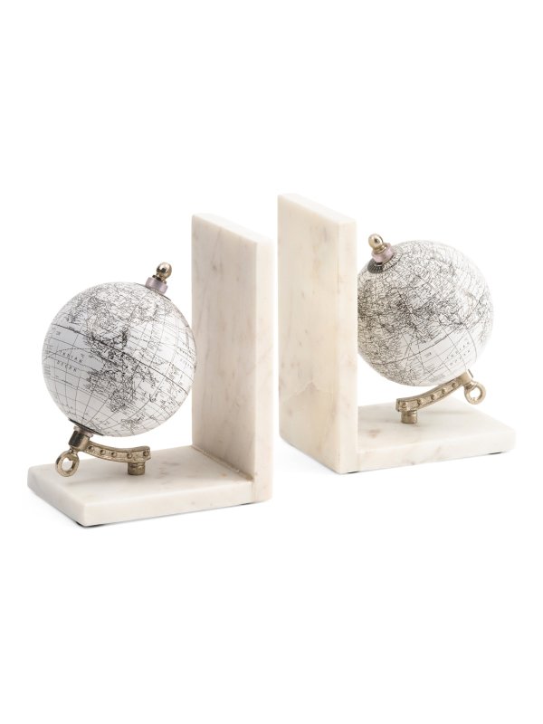 Marble Globe Bookend Pair