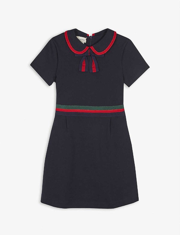 Bow-detailed cotton-jersey dress 4-12 years