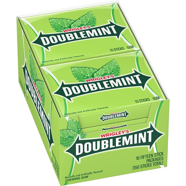 WRIGLEY'S DOUBLEMINT Chewing Gum, 15 pieces (10 packs)