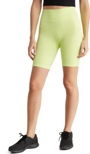 Thin Rib High Waist Textured Bike Shorts
