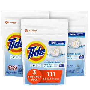 Tide 无香型抗敏果冻洗衣球 3包超值装共111颗