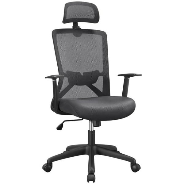 Mesh Office Chair Computer Chair Ergonomic Desk Chair Swivel Chair with Adjustable Headrest Lumbar Support, Dark Gray