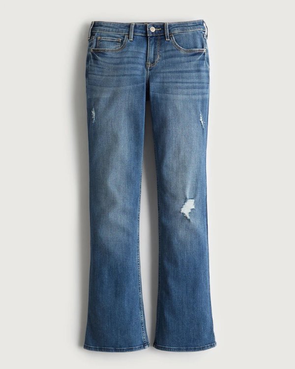 Low-Rise Y2K Distressed Medium Wash Boot Jeans