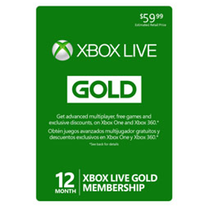 Microsoft Xbox Live 12-Month Gold Membership Card (Digital Delivery)