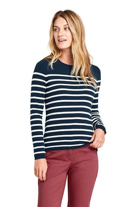 Women's Cashmere Crewneck Sweater - Stripe