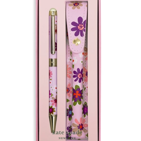 粉色花朵钢笔+笔袋套装