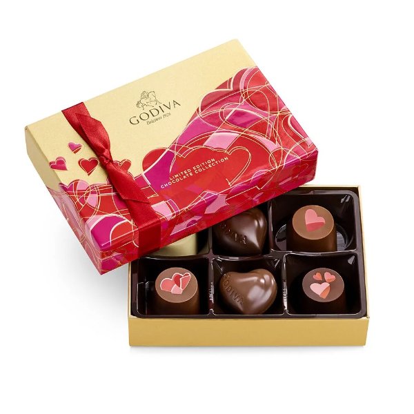 Valentine's Day Assorted Chocolate Gift Box, 6 pc.