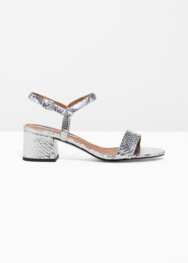 Strappy Heeled Sandals - Silver - Sandalettes & Clogs - & Other Stories US