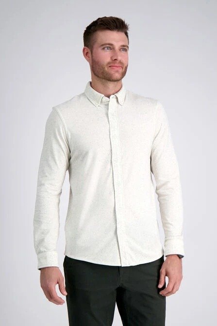 Long Sleeve Jersey Button Down Shirt