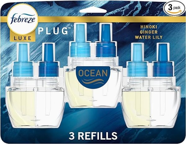 Plug in Air Fresheners, Ocean, Odor Fighter for Strong Odors, Scented Oil Refill (3 Count)