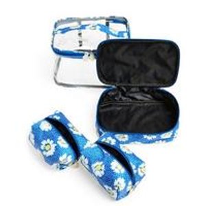 Tri-Coastal Design 'Daisy' Print Nylon Cosmetics Bag (Set of 4)