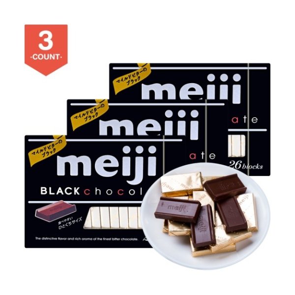 日本MEIJI明治 钢琴黑巧克力 26枚入 3盒 