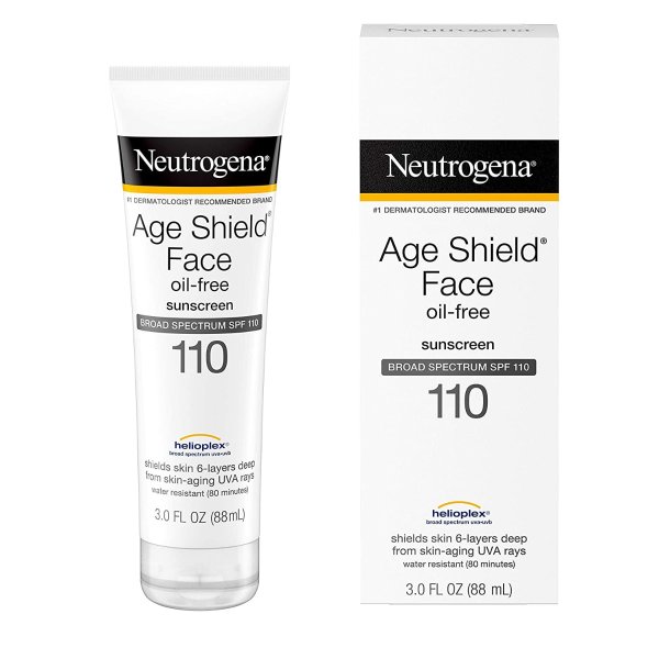 Age Shield Face Lotion Sunscreen with Broad Spectrum SPF 110, Oil-Free & Non-Comedogenic Moisturizing Sunscreen to Prevent Signs of Aging, 3 fl. oz
