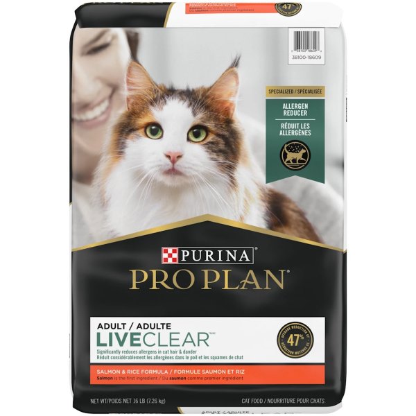 Pro Plan With Probiotics LiveClear Salmon & Rice Formula Dry Cat Food, 16 lbs. | Petco
