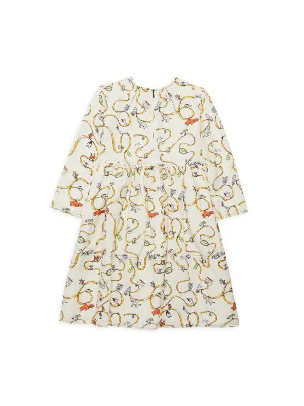 Little Girl’s & Girl’s Ribbon Print Babydoll Dress