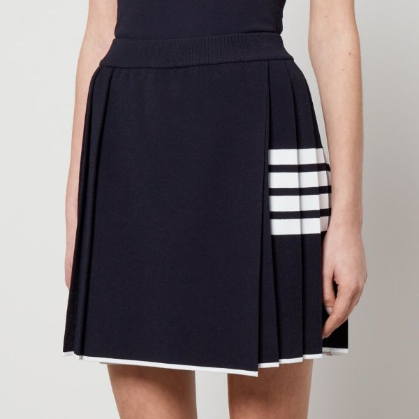 Pleated Stretch-Knit Wrap Mini Skirt