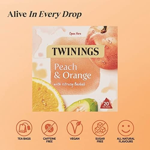 Twinings 白桃橙子茶 20包